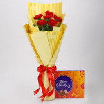 6 Red Carnations & Celebrations Box
