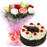 Mix roses bunch with black forest cake