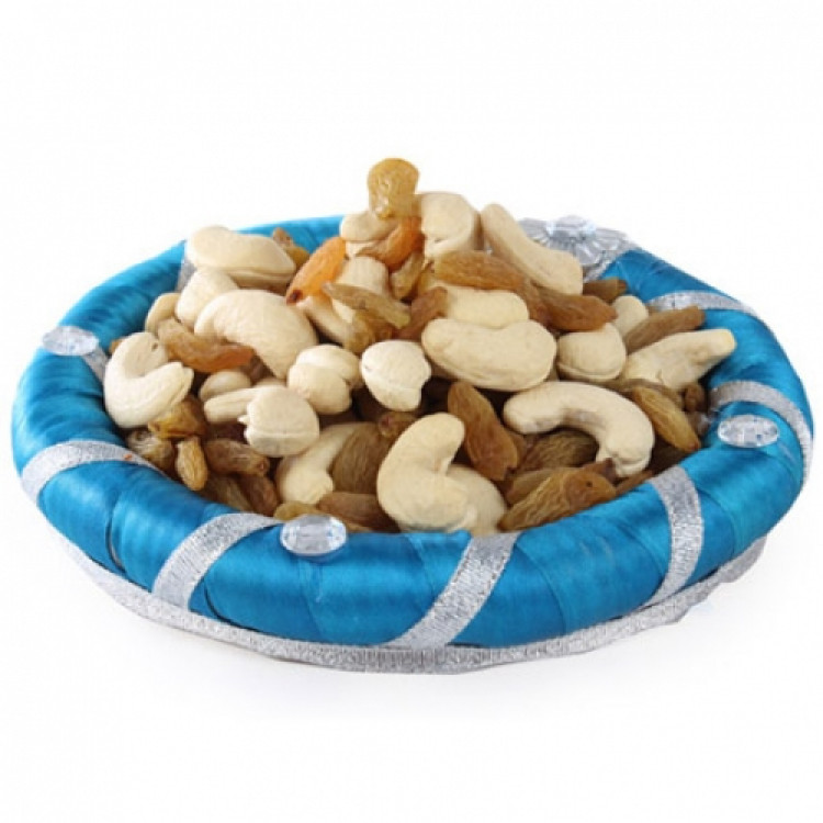 Blue Dry Fruits Round Tray