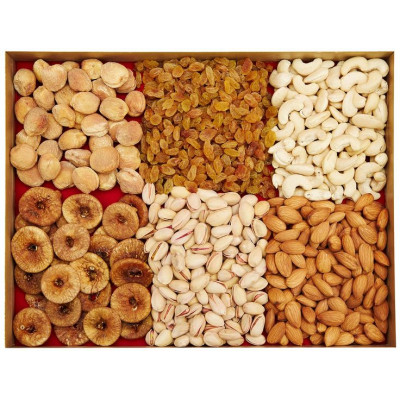 half kg each of assorted dry fruits and sweets