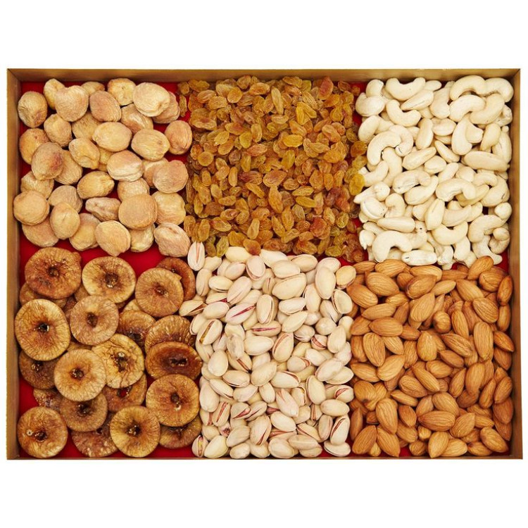 half kg each of assorted dry fruits and sweets
