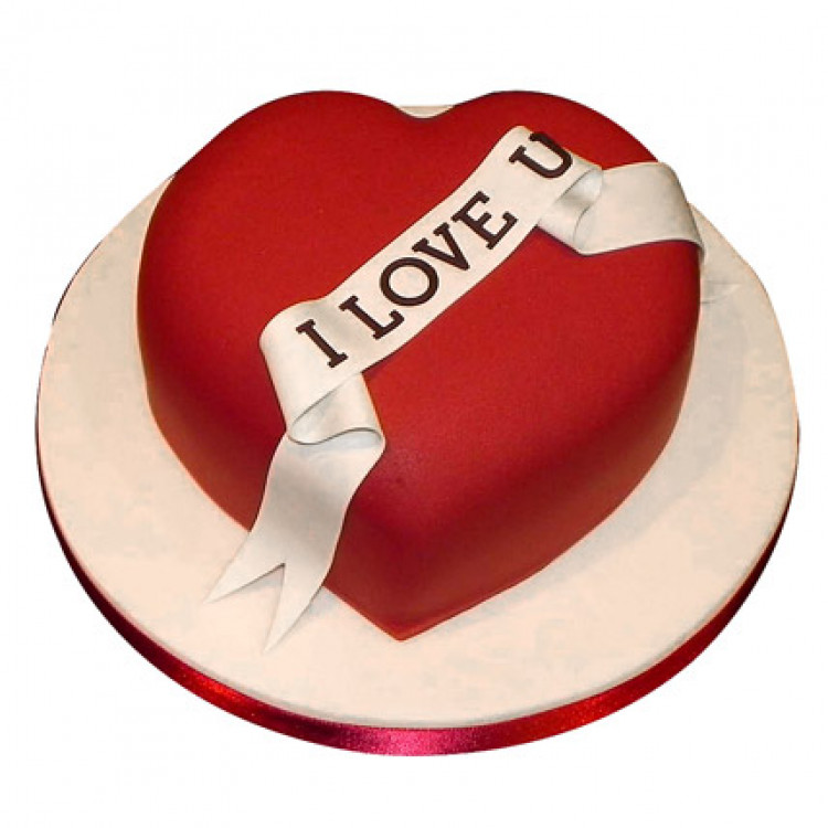  Red Heart Love You Valentine Cake