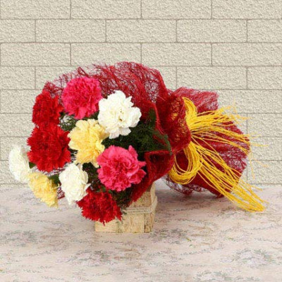 Mix Carnations in Jute
