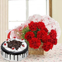 Red Carnations And Black Forest Cake Standard